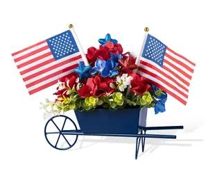 Glitzhome 14"L Patriotic Americana Hydrangea Wagon Centerpiece Glitzhome 14"L Patriotic Americana Hydrangea Wagon Centerpiece