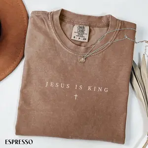 Comfort Colors Jesus Is King Christian T Shirt, Minimalist Faith Cross Tee, Religious Graphic Shirt, Christian Gift, Unisex Casual Graphic Tee