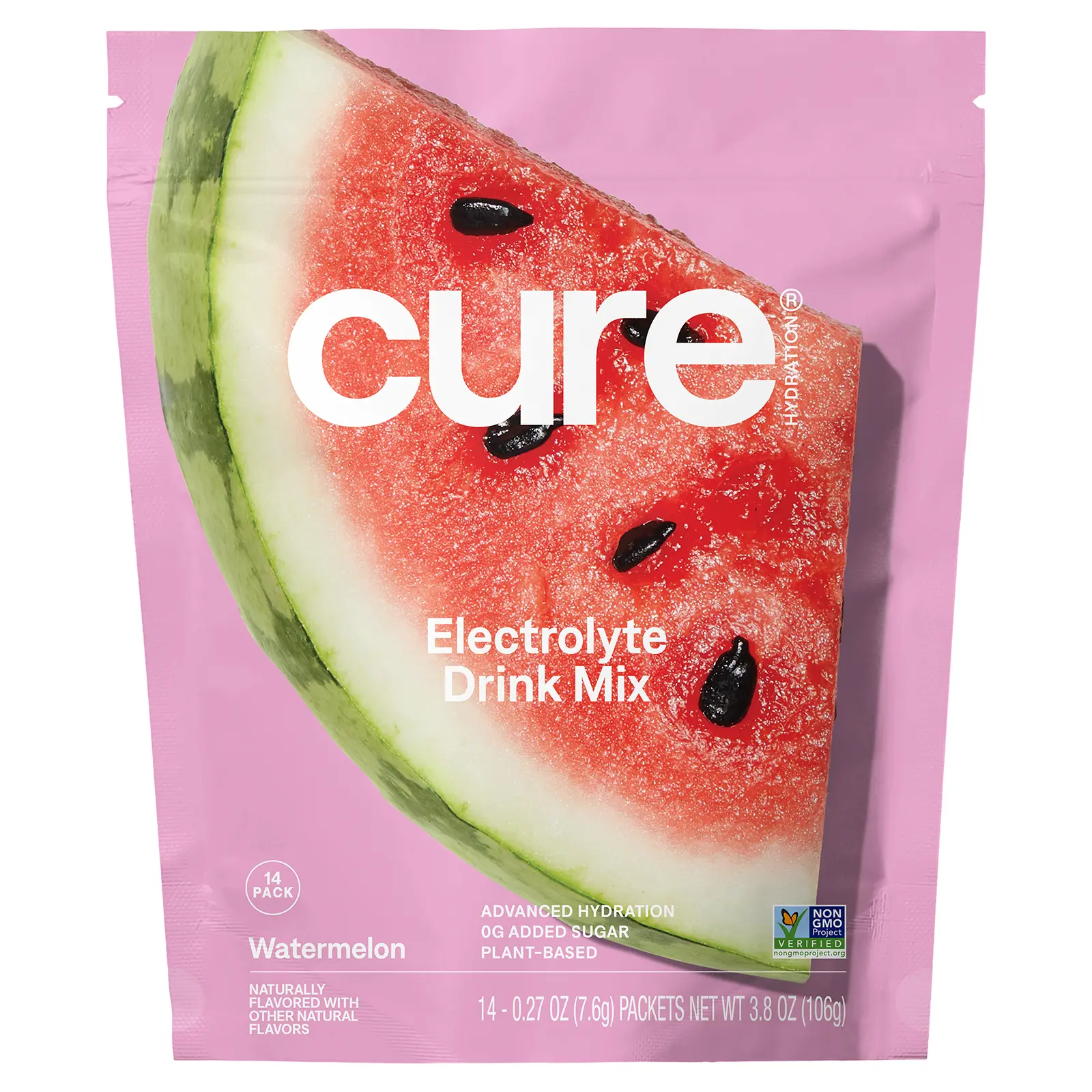 Cure Hydration Hydrating Electrolyte Mix, Watermelon, 14 Packets, 0.27 oz (7.6 g) Each | HSA/FSA Eligible