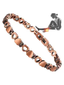 Women's Heart Copper Anklet, Adjustable Magnet Anklet for Stylish Summer Beach Look, Unique Trendy Jewelry Gift for Health & Fashion, Wearable Jewelry
