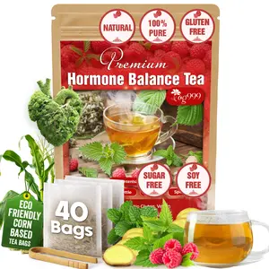 Hormone Balance Natural Menstrual Cycle Support - 40 Tea Bags, 100% Natural & Pure from Red Raspberry Leaves with Spearmint Flavor. Natural Material Tea Bags. No Sugar, No Caffeine, Vegan
