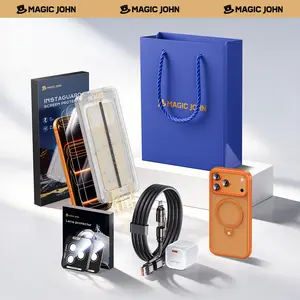 MAGICJOHN Digital Value Bundle for iPhone17/16/15Pro&Pro Max Includes HD or Privacy Tempered Glass Screen Protector, Camera Lens Protector, 360° Rotating Magnetic Stand Phone Case, 45W Super Fast Charger, and 65W USB-C 4-in-1 Charging Cable