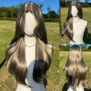 SMILCO 28'' Small Lace Long Wave Grey Synthetic Hair Layer Cutted Glueless Natural Hairline 100% Futura Fiber Synthetic LaceFront Wig SM015