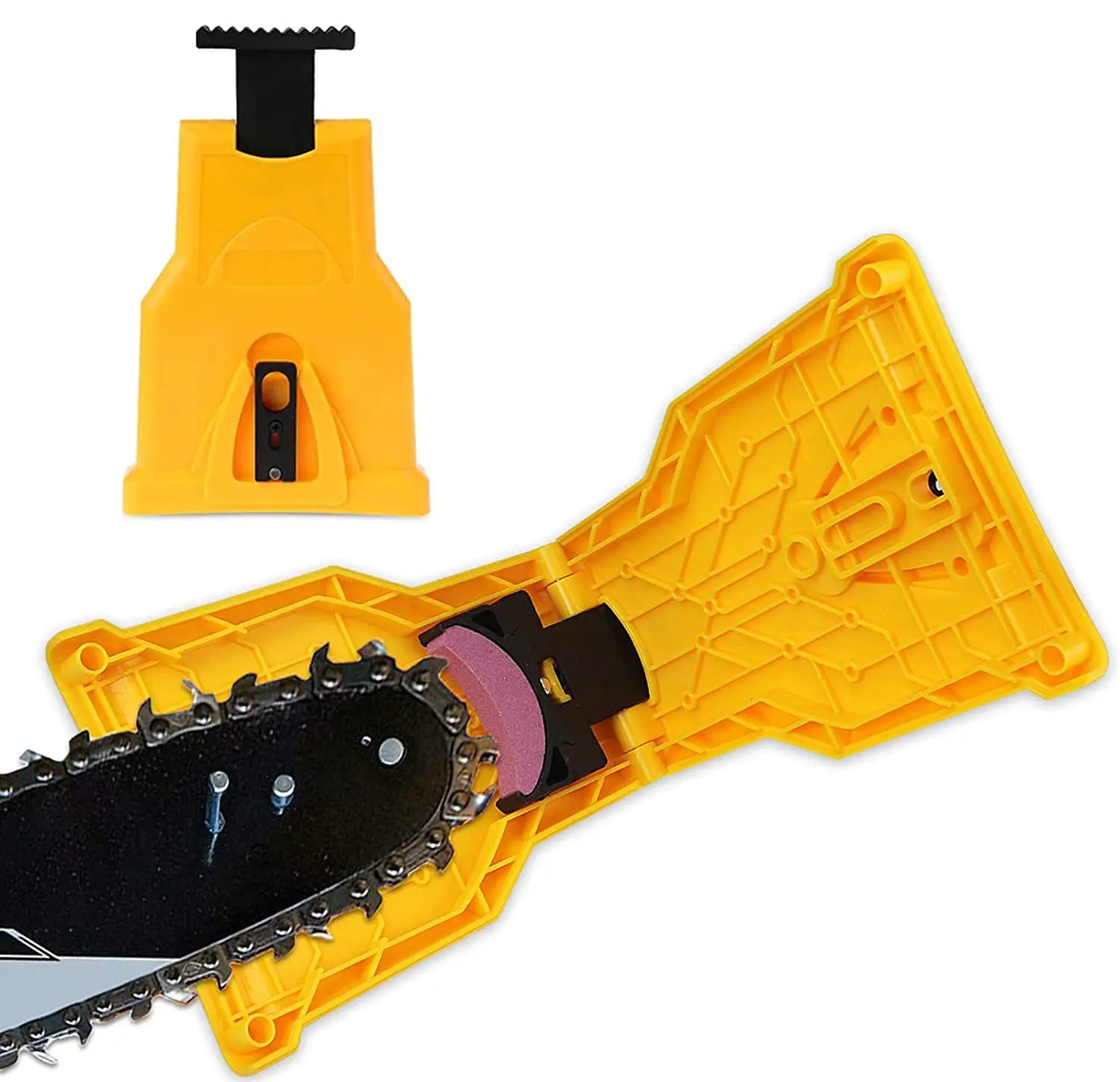 Portable Chain Saw Sharpener, Proprietary Bar-Mount Fast Sharpening Tool, Compatible with 14-20 Inches 2-Hole Chain Saw Bars