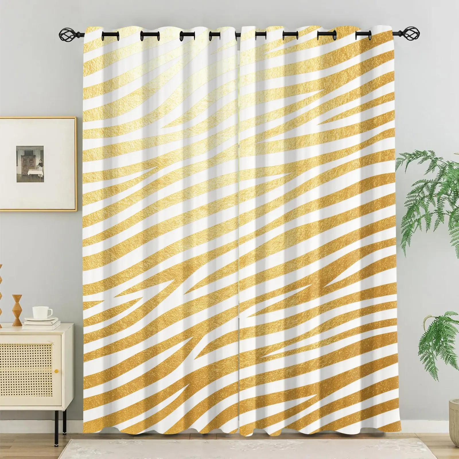 2Pcs Minimal Luxury Style Curtains, Elegant Texture And Nice Drape. Insulate Temperature And Reduce Noise. Create Quiet And Peaceful Rest Space For Your Home.