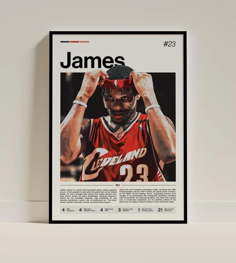 LeBron James Poster, NBA Basketball Print, Sports Artwork, James Lakers NBA