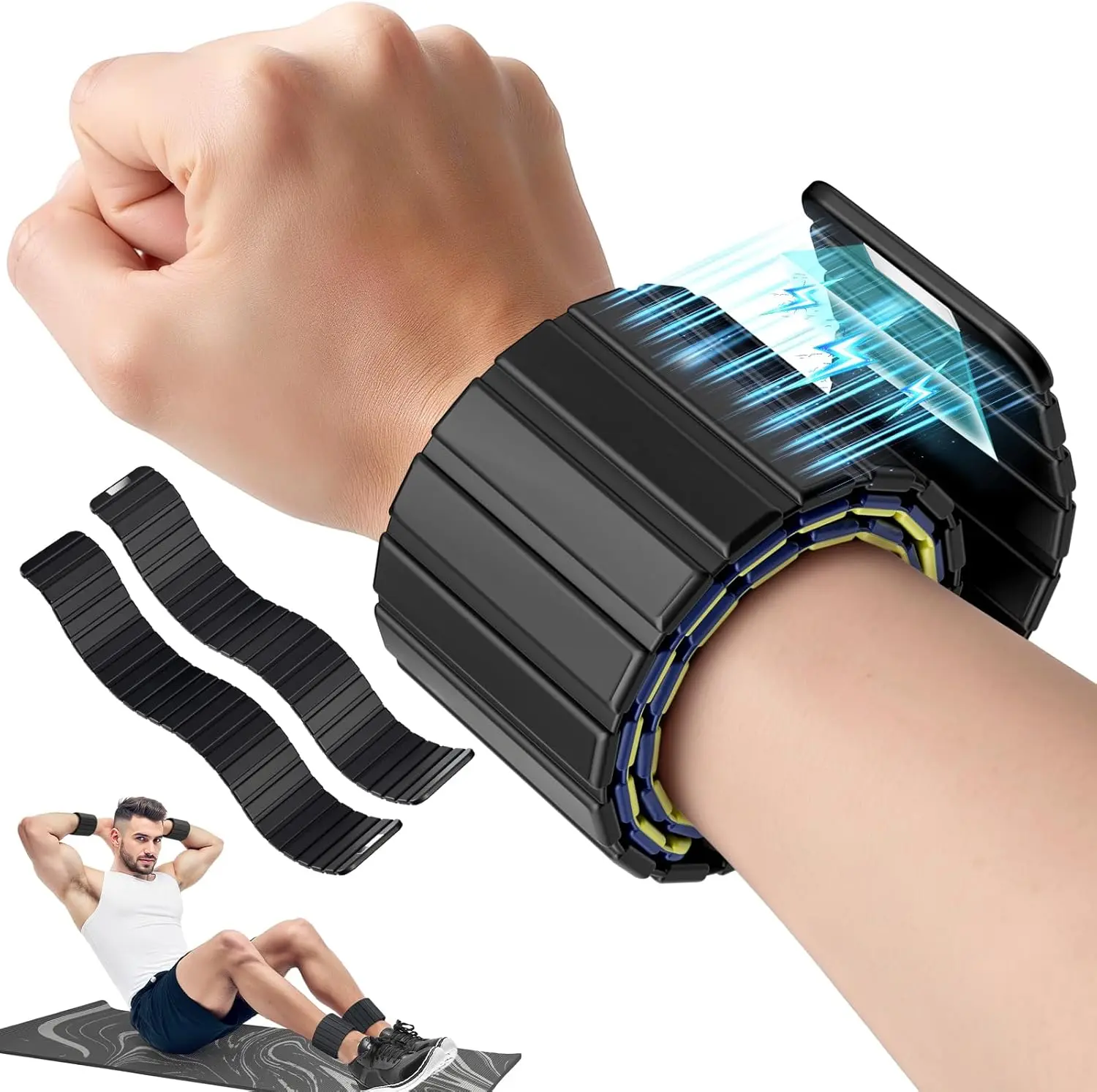 2025 Upgraded 1.1 lbs Unisex Magnetic Ankle & Wrist Weights with Magnetic Clasps - Silicone Waterproof, Non-Slip Adjustable Straps, Odor-Resistant Gym Accessories for Women's Arm Workout, Resistance Training, Upper Body Workout, Yoga, Arm Workout For Woma