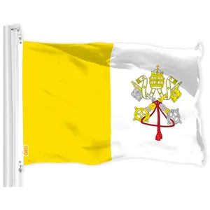 G128 Vatican City Flag | 3x5 Ft | LiteWeave Pro Series Printed 150D Polyester | Country Flag, Indoor/Outdoor, Vibrant Colors, Brass Grommets, Thicker and More Durable Than 100D 75D Polyester