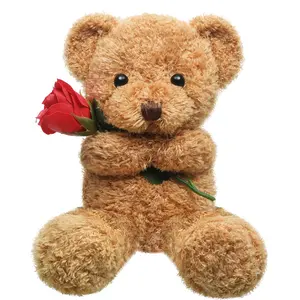 Mother's Day Gift Teddy Bear with Rose for Women Mom Wife Teacher Employee Appreciation Gift Cute Plush Stuffed Animal Bear for Boys Girl Birthday Wedding Anniversary Graduation Gift