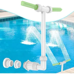 Pool Fountain - Dual Spray Water Fountains for Above and In-Ground Pools Adjustable Fluorescent Dual Spray Waterfall Sprinkler Cooler for Pool High-Pressure Pool Spray Fountain with 3 Quick Connect Adapters & 360° Adjustable Water Display