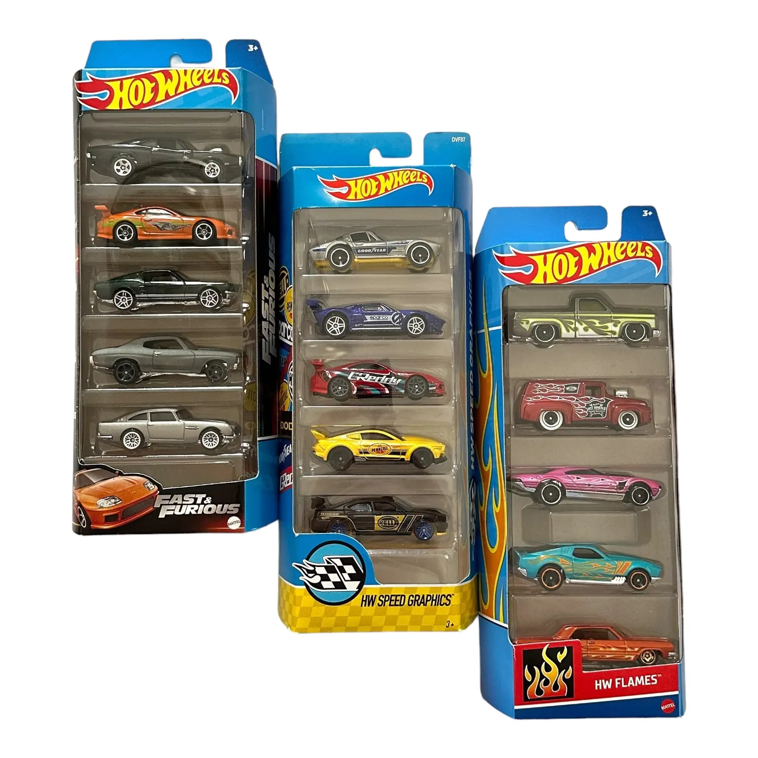 Hot Wheels 5-Pack Durable Diecast Metal Car Collectibles Multipack - 1:64 Scale Replica Set with Chevy Impala, Nissan Skyline, Toyota Supra, Honda Civic, Ford Mustang, Batman Theme, Vibrant Decals