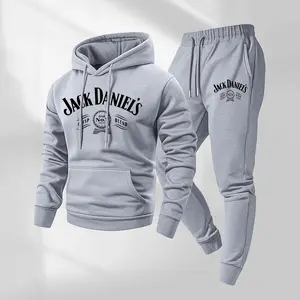 Men's Vintage Drink-Themed Hoodie And Sweatpants Set Classic Western Style, Comfortable Men's Sportswear, A Must-Have For Beer Lovers, Perfect For Casual Everyday Wear 04