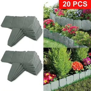 20-Piece No-Dig Garden Edging – Stone Effect, Grey