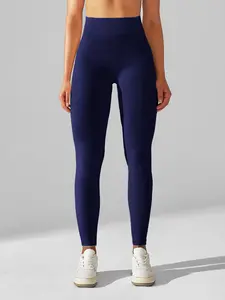 Women's Seamless Workout Leggings - Slim-Fit Athleisure Bottoms with Tummy Control, Butt Lifting, Waist Shaping, Breathable Soft Non-Pilling Fabric, Side Ribbed Stripes, High Elastic Activewear, Ideal for Fall Winter Gym Fitness (Sporty Sports Bottoms) At