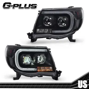 Fit For 05-11 Toyota Tacoma Clear Black Dual LED Projector Headlights Headlamps New