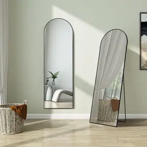 CONCETTA 2 size Arched Full Length Mirror, Full Body Standing Mirror Floor Mirrors, Black and gold