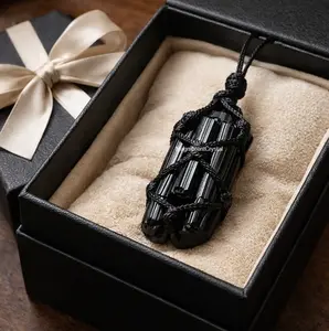 Raw Black Tourmaline Pendant Hand-Wrapped Healing Crystal Protection Necklace