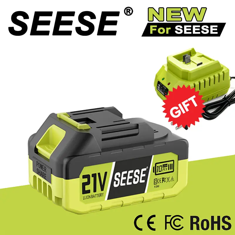 SEESE 21V Max 4.0Ah Rechargeable Lithium Battery Pack, High-Capacity Replacement Battery for SEESE 21V Cordless Power Tools – Compatible with SEESE Blowers, Car Washers, Chainsaws, and More (1 Pack) Perfect Christmas & New Year Gift Idea