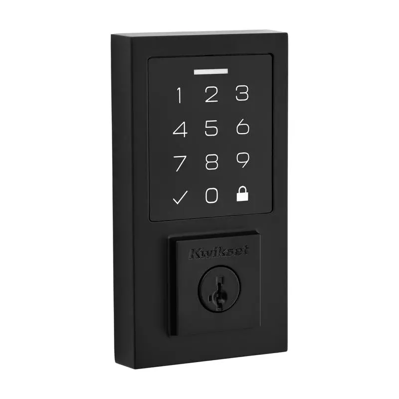 Kwikset 5057273 270 Smart Code Metal Electronic Touch Pad Deadbolt Lock - Matte Black, Contemporary Designer Styles, Keyless Access, Adjustable Backset, Grade 2 Security, Electronic Mechanical, Metal Finish