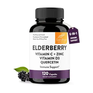 【Sandhus】Elderberry, Vitamin C, Zinc, Quercetin & D3 | Immune Support |Healthcare Dietary Supplement Fitness Edible Syrup