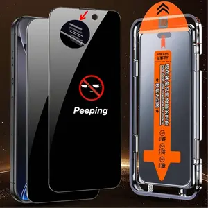 Privacy Anti-Spy Cellphone Screen Protector Film for iPhone 16 Pro Max/15 Pro Max/14 Pro Max, Protective Tempered Glass, Easy Installation Tool Kit, 9H Hardness Accessories, Protection