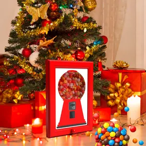 Manual Lever Candy Dispenser & Photo Frame, Vintage Gum Machine Holiday Decor, Durable Plastic Decor, No Power Needed, Non-Toxic Snack Storage Box, Perfect Gift