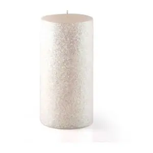 212 MAIN Handpoured Wax Pillar Candles, 3x6 in, Metallic White with Glitter Texture, 90-Hour Burn Time, Bulk Pack of 12 for Parties & Events