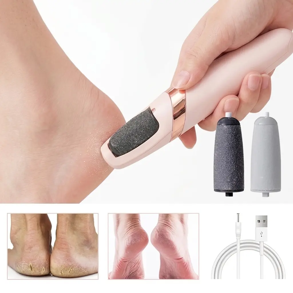 Electric Foot Callus Remover for Feet, Rechargeable Pedicure Tools with Digital Display & 3 Roller Heads, 3-Speed Adjustable Foot File for Dead Hard Cracked Dry Skin