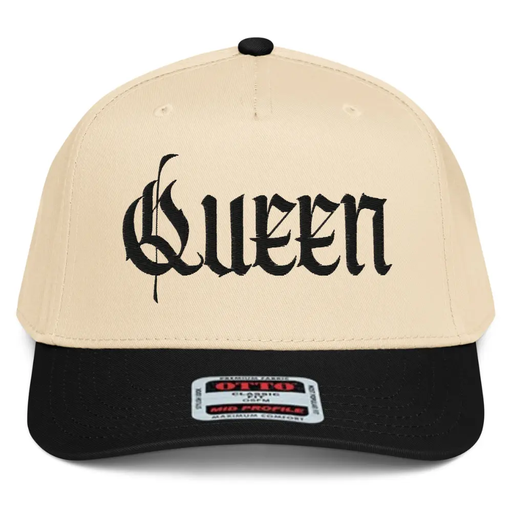 RIVEMUG NX1 Queen 2 Tone Hat Embroidered Mid Crown Curved Bill Snapback Cap for Women