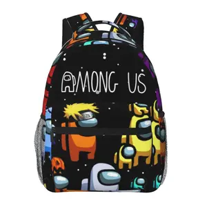 Among Us large-capacity water-resistant backpack with all-over print for outdoor hiking, cycling, and daily commuting; cartoon merchandise shoulder bag/school pack; gift for boys and girls