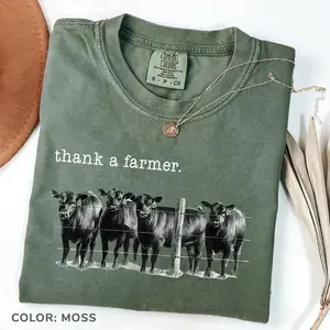 Comfort Colors Thank a Farmer Shirt, Beef Farmer T-Shirt, Western Farmer Tee, Cute Cow Shirt, Season Shirt, Thanksgiving Gift Lovers Farm Life - TrendWear USA