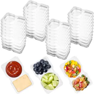 40 Sets  Snack Containers with Lids, Double Compartment Snack Containers for Travel, Refridge, Portion Control, Lunchable Container Diping Case
