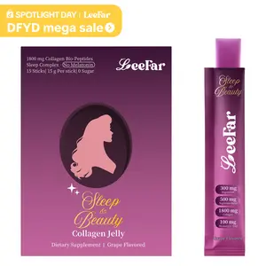LeeFar Sleep & Beauty Collagen Jelly – 1800mg Bio-Peptides Collagen + Nighttime Blend | Magnesium Glycinate, L-Theanine, Hyaluronic Acid | Restful Sleep, Skin Elasticity & Hydration, Collagen Formation for Hair, Skin & Nails | Grape Flavor | 15 Sticks
