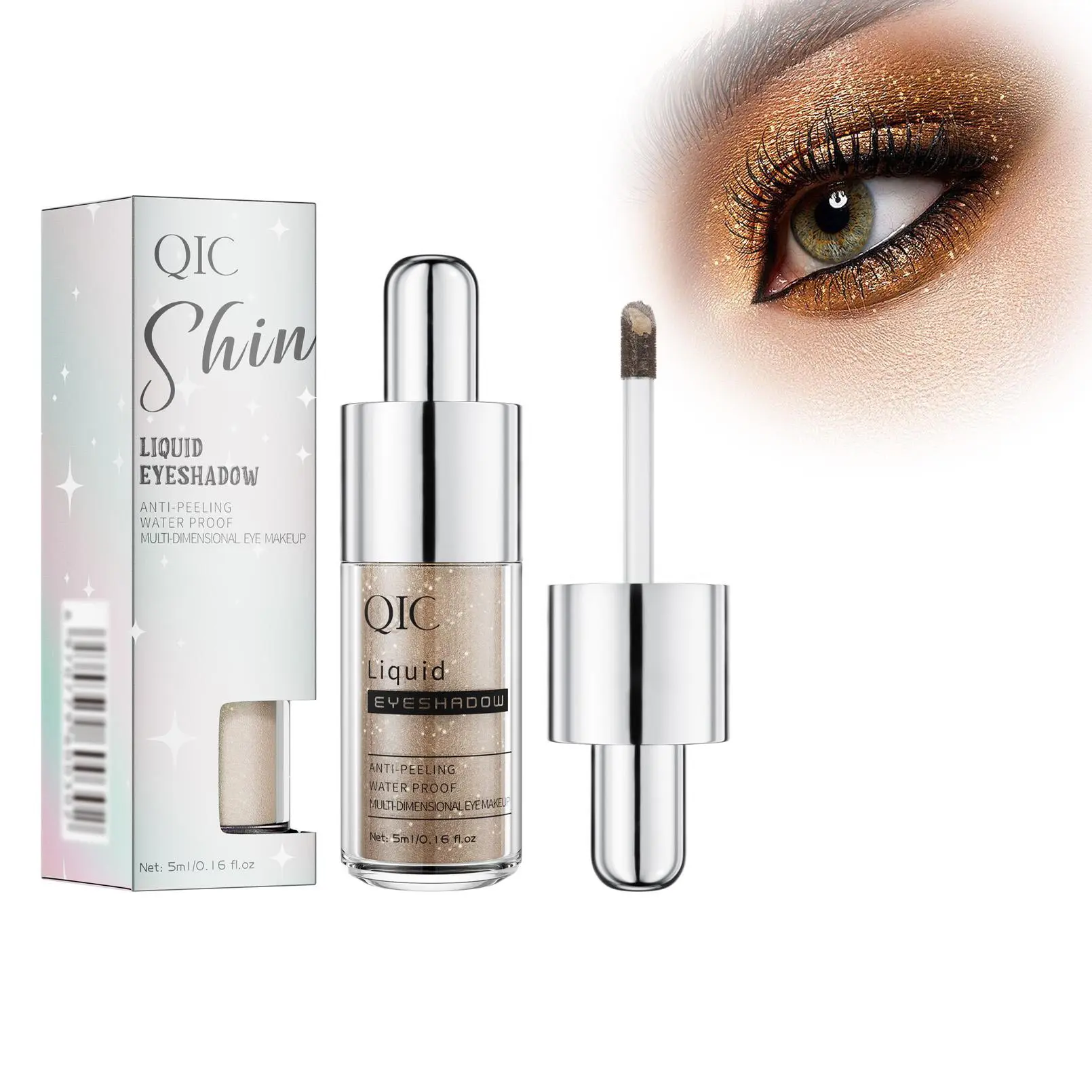 Liquid Glitter Eyeshadow, Metallic Shine High Pigment Waterproof and Long-Lasting, 5ML Eye Makeup for Any Occasion, Liquid Eye Shadow