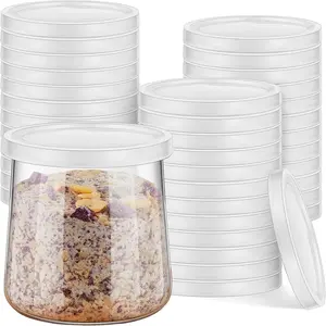 Yogurt Container Lids Clear Plastic Jar Lids Not Included Jar Replacement Compatible with Oui Yogurt Jars(48 Pieces)