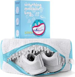 XXL Shoe Machine Bag, Laundry Shoe Bag for Washer and Dryer, Laundry Shoe Bag Protect Sneaker, Running Shoes, Bras, Delicates and Toys, Includes 2 Shoes (White 1 Pack)