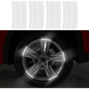20Pcs Car Wheel Hub Reflective Sticker, Night Reflective Safety Decal Strip for Cars, Motorcycle (Silver)
