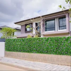 Expandable Artificial Ivy and Orchid Privacy Fence Screen, Durable Weatherproof Garden Decor with Flowers, Easy Install Panels for Weddings and Mother's Day