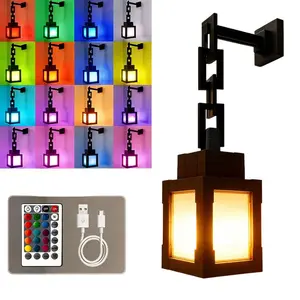 Pixel Soul Lantern - Rechargeable RGB 16 Color Changing Night Lamp with Remote, 3D Printed Handmade Wall Mountable Gaming Light, Easy Assemble Gift for Minecraft Fans/Boyfriend/Kids Bedroom Decor