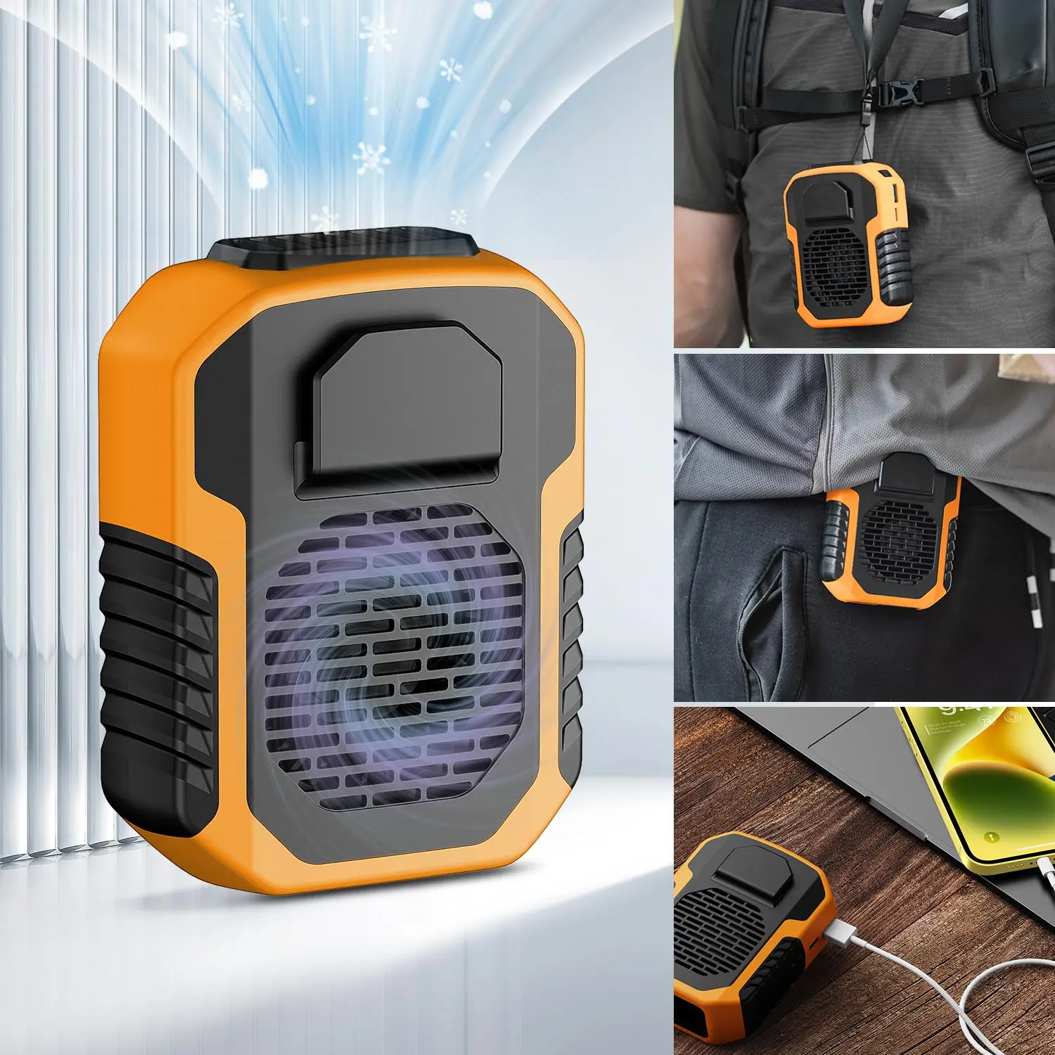24H Wearable Waist Cooling Fan - 6000mAh Hands-Free Portable Personal Cooling Fan for Summer Outdoors