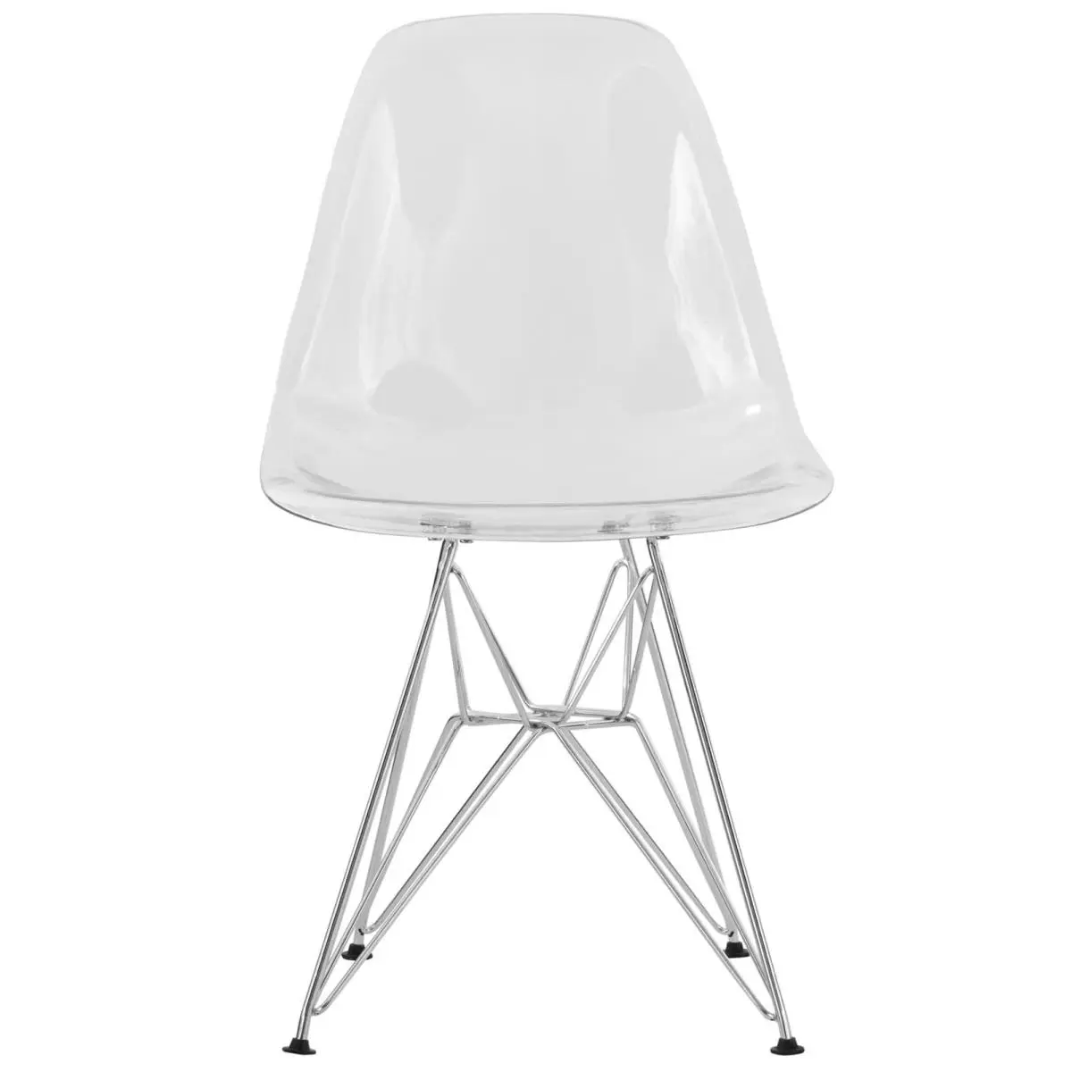 LeisureMod  32 x 18.40 x 17 in. Cresco Molded Eiffel Side Chair, Clear