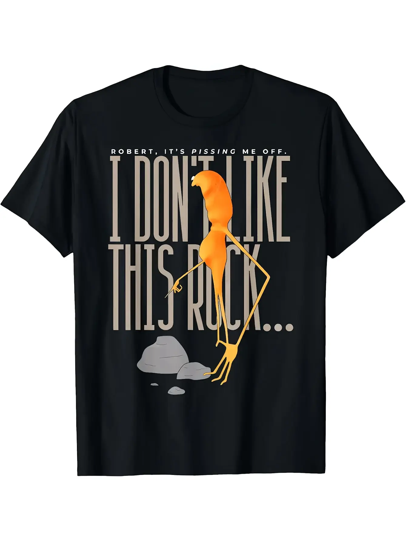 The Worm Meme T-Shirt - Funny Viral Internet Humor with lconic Worm Desiqn & "l Don't Like This Rock Slogan, Casual Short Sleeve Round Neck Tee for Meme Lovers,Trending Social Media Outfit