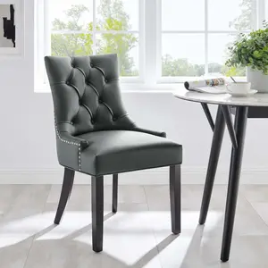 Modway Regent Tufted Vegan Leather Dining Chair in Gray