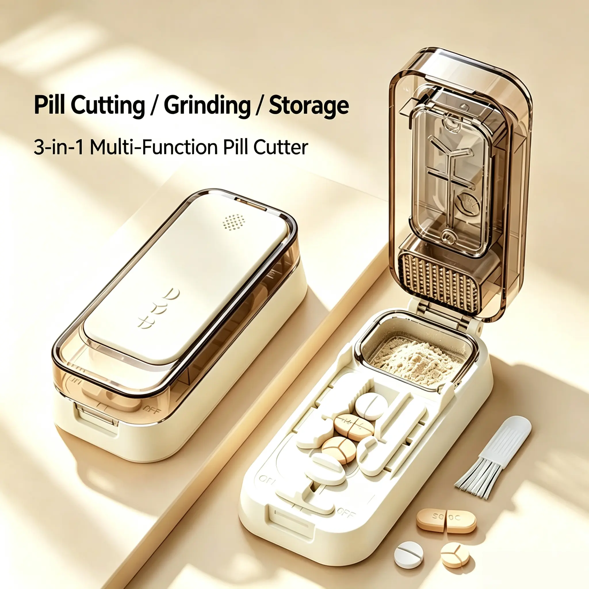 Precise Japanese-Designed 3-in-1 Organizer Cutter Pill Dispensers - Healthcare Mini Pill Splitter Box, Supplement Organizer, Travel Size Portable Tablet Holder for 1/4,1/2,1/3 Doses, Multi-Size Fit, Pink