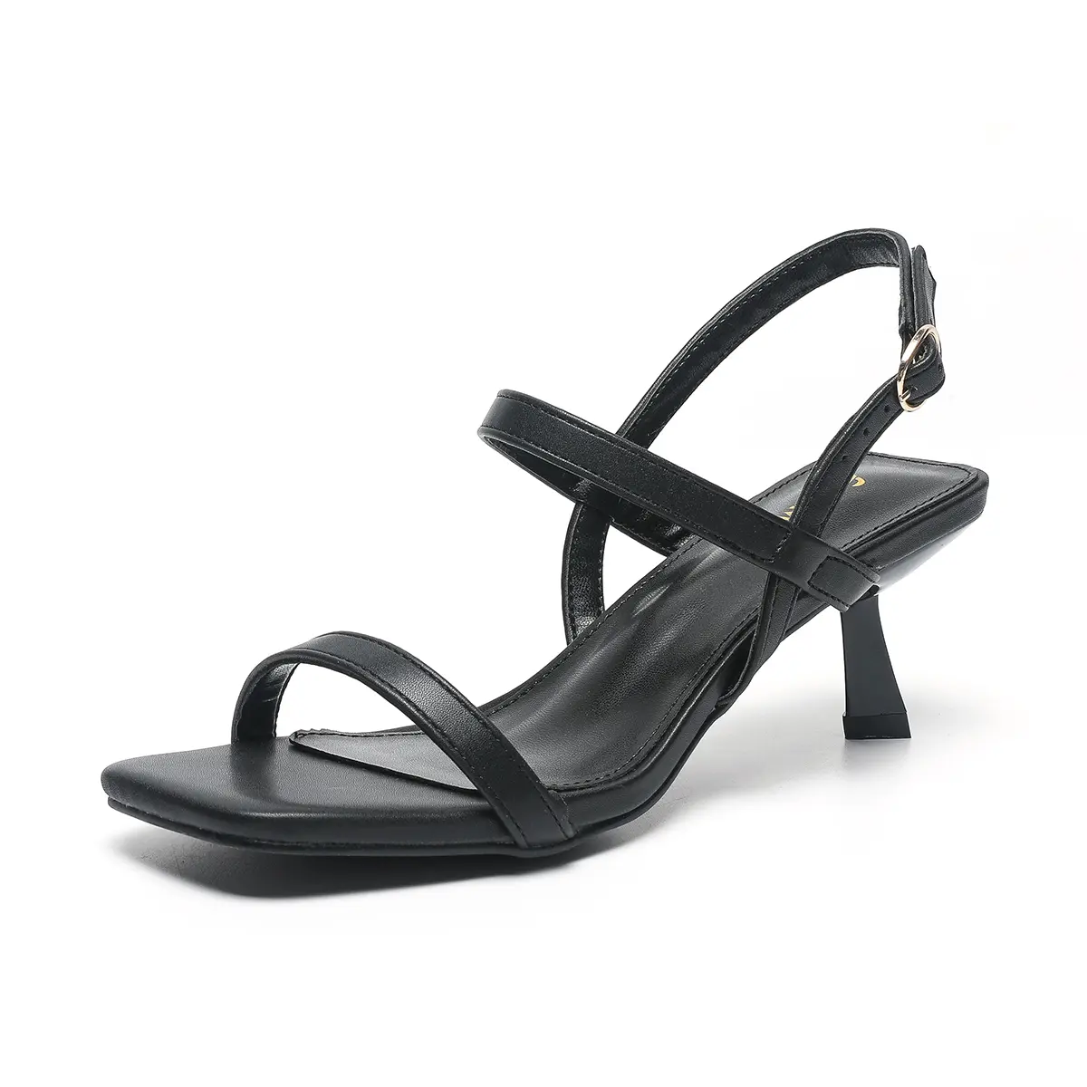Amoji Women's Gold 2.5 Inch Low Kitten Heels Ankle Strap Party Wedding Dress Shoes 326 Elegant Walking Sandals for Bride Comfortable Fit Strappy Sandals