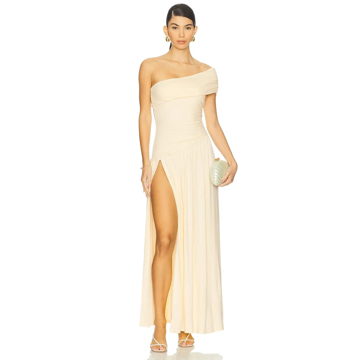 Runaway The Label Larsen One Shoulder Maxi Dress in Lemon