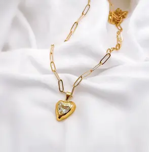 The Alexandra Chunky Gold Heart Necklace
