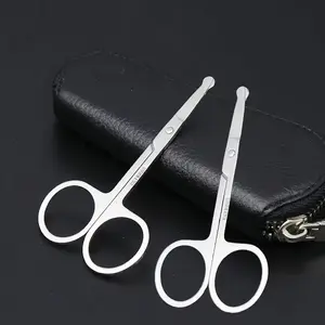 2pcs Professional round head small scissors for trimming nose hair, eyebrows, and beards, ensuring safety and preventing accidental injury. Beauty and nursing scissors