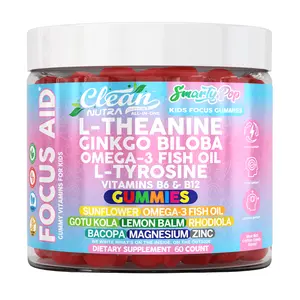 Clean Nutra L-Theanine, Ginkgo Biloba, Omega-3, B Vitamins & Essential Minerals for Kids Focus Gummies & Calm Energy - Smarty Pop