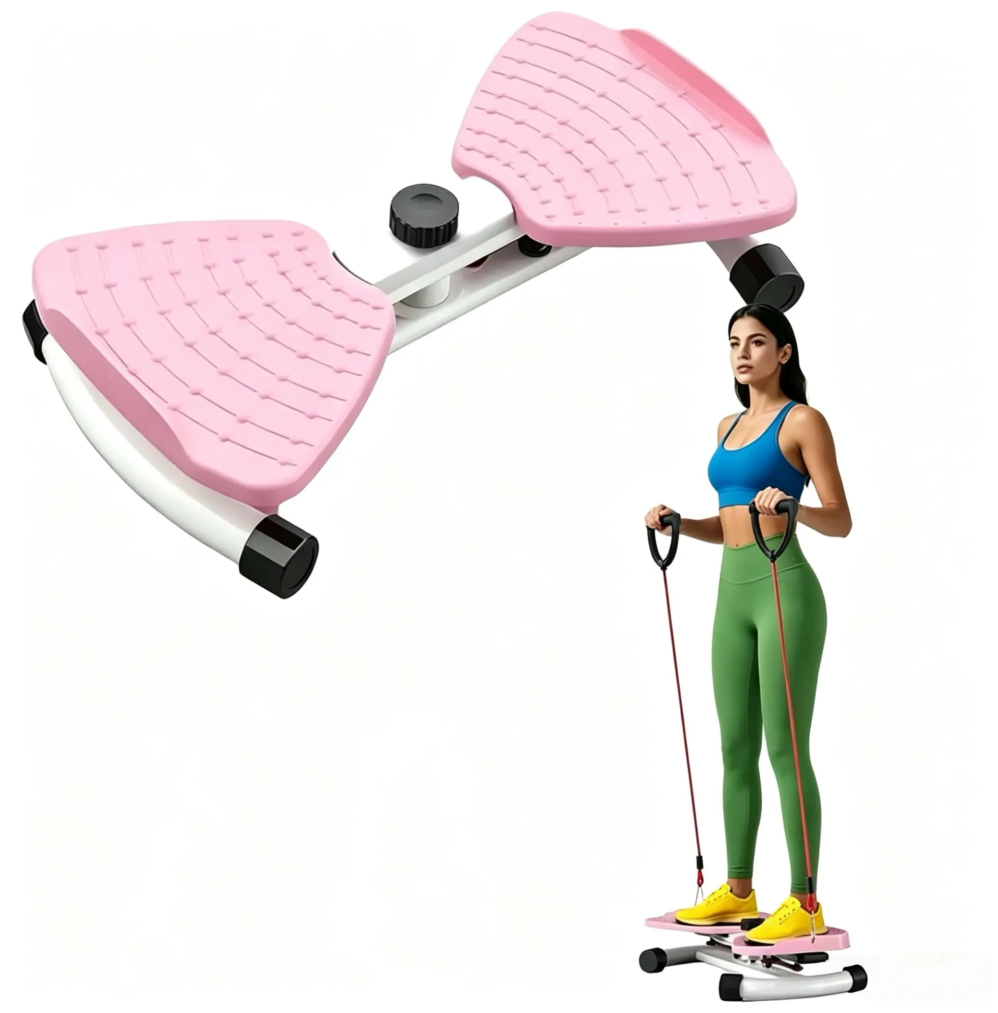 Smooth Anti-Skid Waist Twister Board with Adjustable Resistance Bands, Portable Exercise Equipment for Full Body Core Training & Home Workouts, At Home Gym Equipment